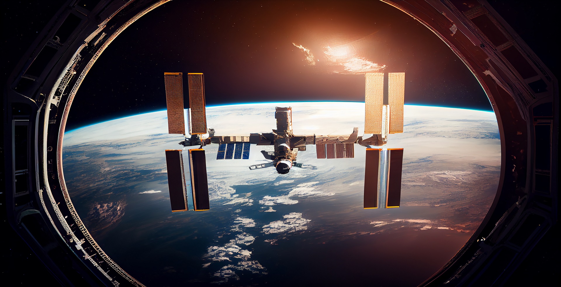 Space travel vehicle orbiting planet with technology ,generative artificial intelligence